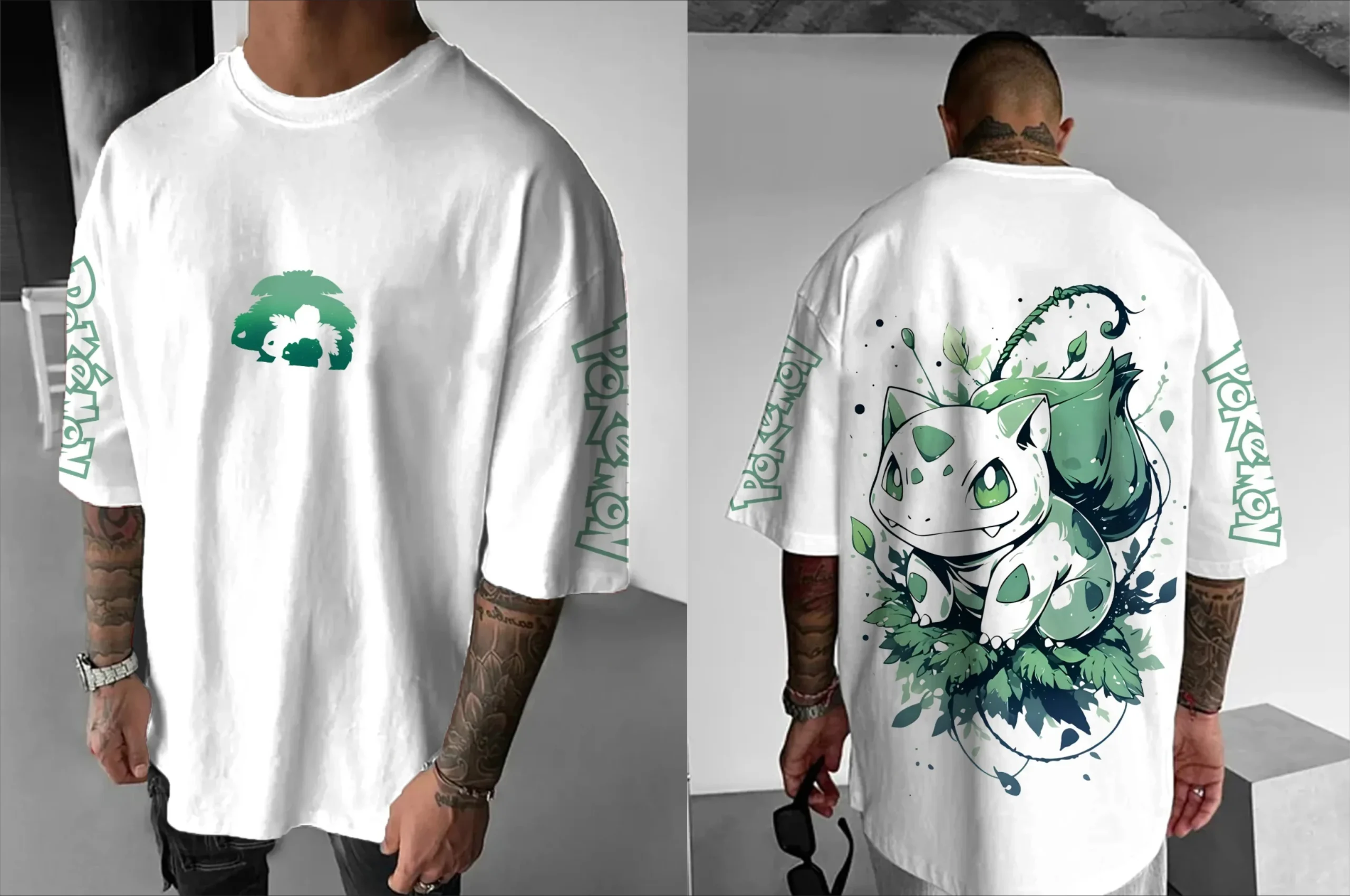 Pokémon Japanese Anime Peripheral Bulbasaur Short Sleeve T-Shirt Pokémon Summer Men's Fashion Breathable Sports Top - Image 9