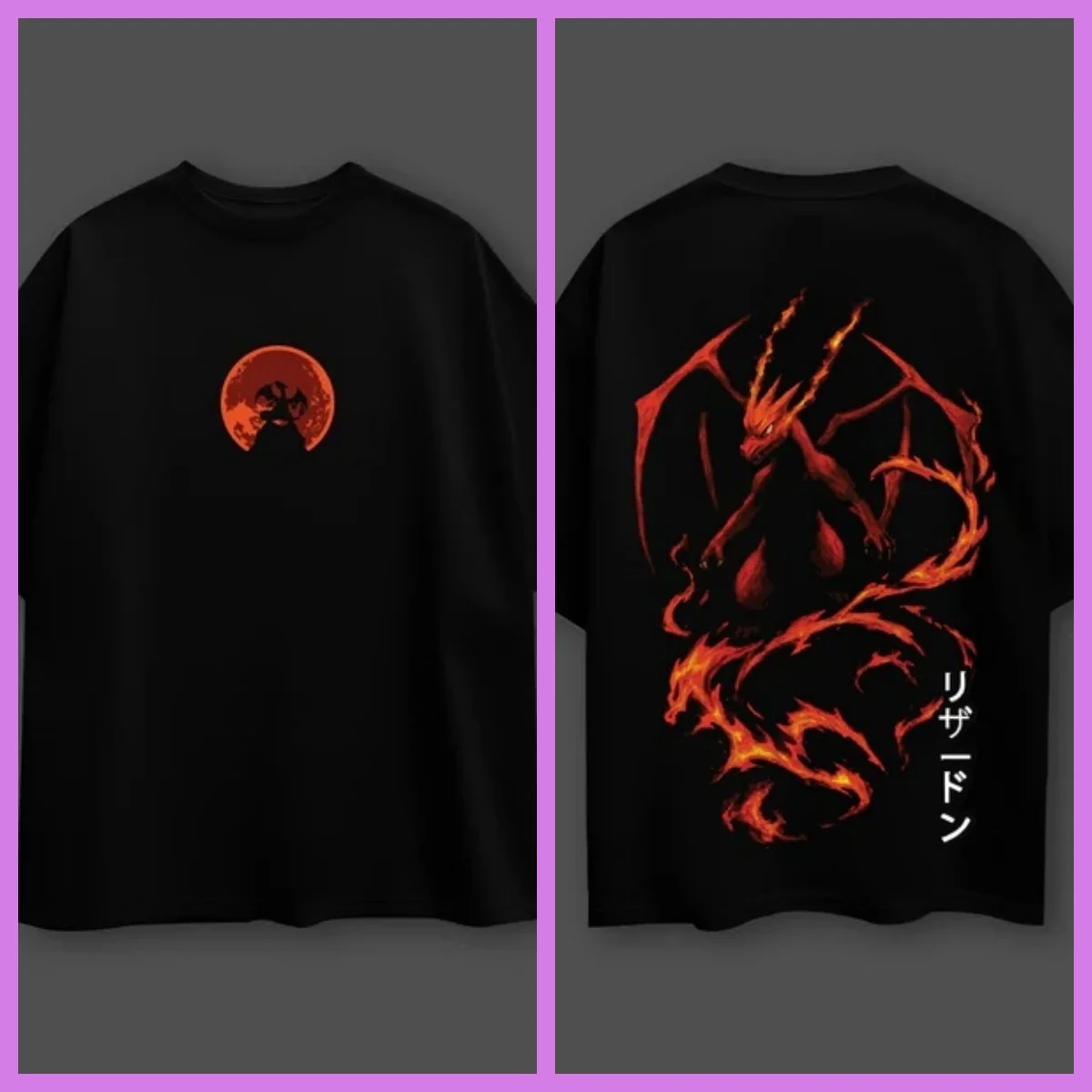 Pokémon Anime Printed Charizard Oversized Black T-shirt Men and Women Breathable High Quality Y2K Short Sleeve Summer T-shirt - Image 7